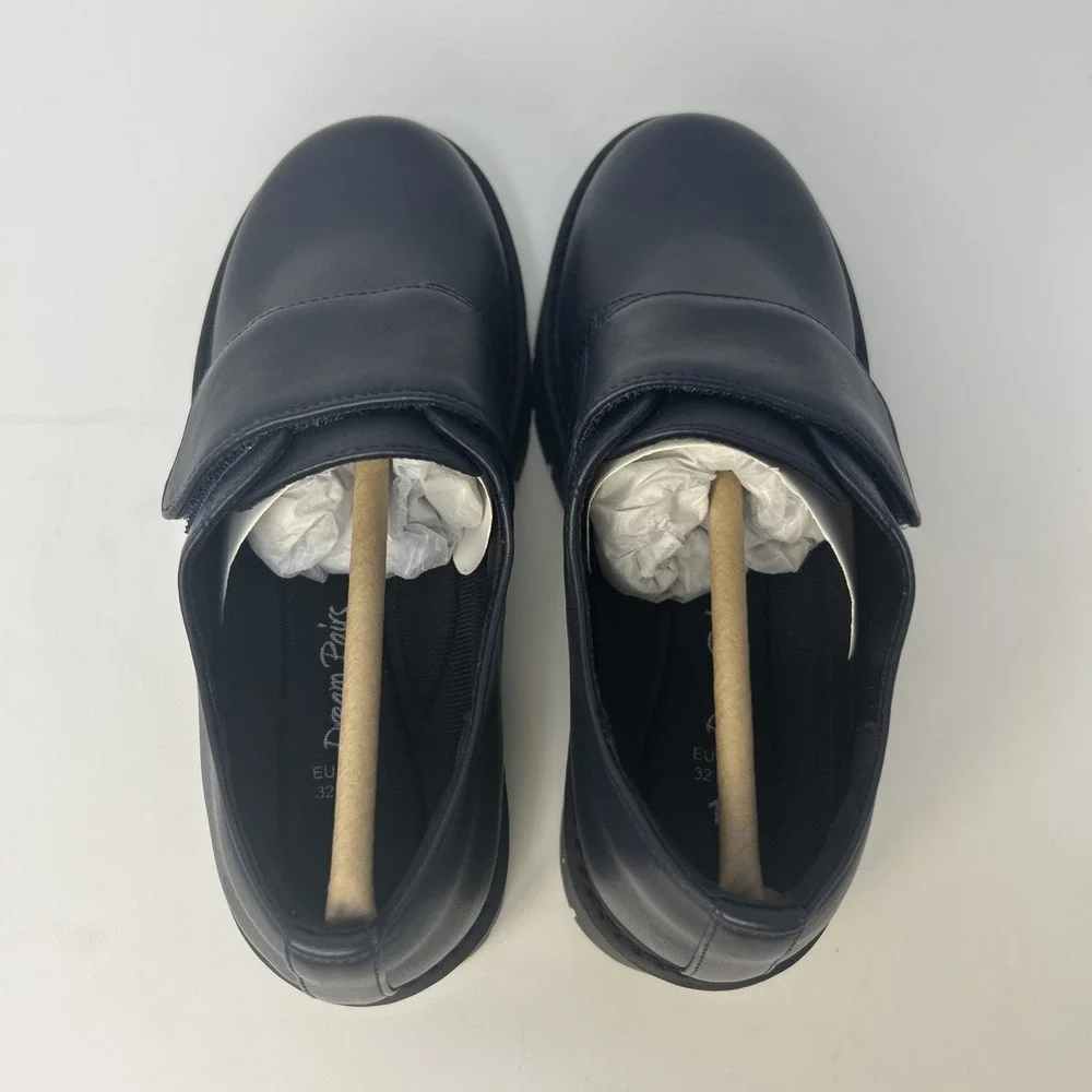 Dream‎ Pairs Kids Dress Loafers Size 1 US Navy Blue Uniform Shoes with Strap